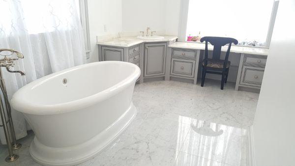 Carrera marble floors (24"x24")