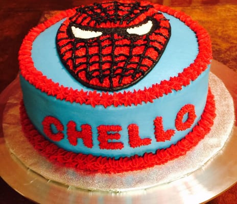 Spider-Man cake we made NO fondant it's ALL buttercream icing.