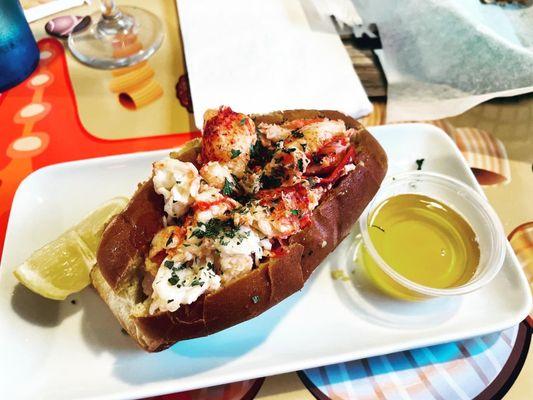 Lobster roll with butter.