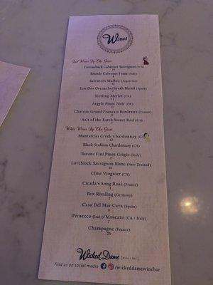 Wine Menu