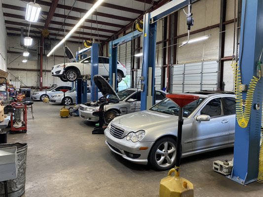 Inside the mechanic bays