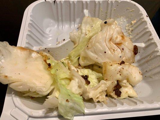 Huge chunks of cabbage for rabbits' consumption. Quite inedible for humans