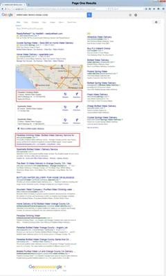 A snapshot of one of our client's Page One search results in Google.