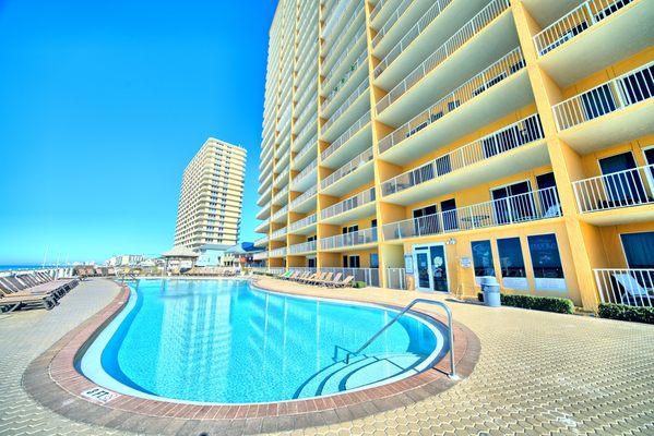 Treasure Island Condominium pool, heated to 80 in winter.