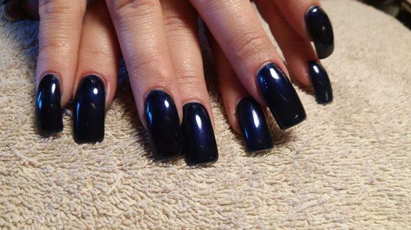 Acrylics with Russian Navy gel polish