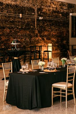 The venue highlights the original brick wall, theater crown molding and terrazzo floors in the 3800 square foot space.