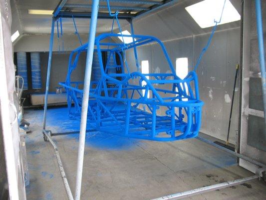 Buggy Chassis, in the powdercoating booth