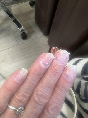 I have fungus under every nail after 1 appointment for powder dip nails at Minh T's Nail Salon.