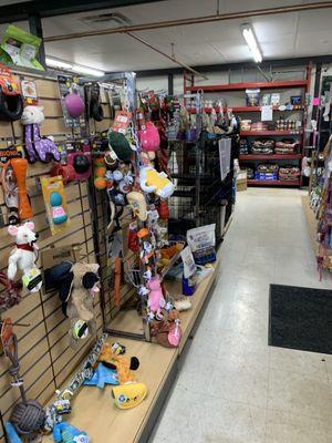 Inside Pet Stop. The store has a nice selection of pet products.