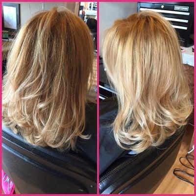 Golden blonde with natural highlights