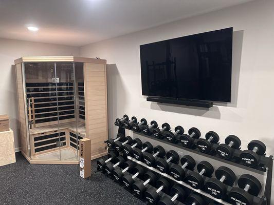 Fitness room TV and Sound Bar