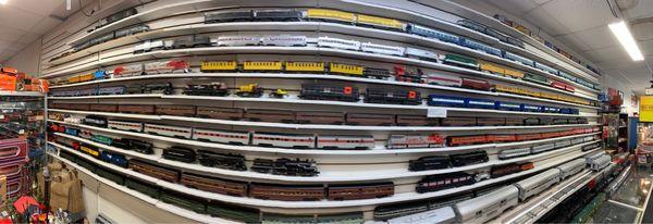 Wall of Lionel trains