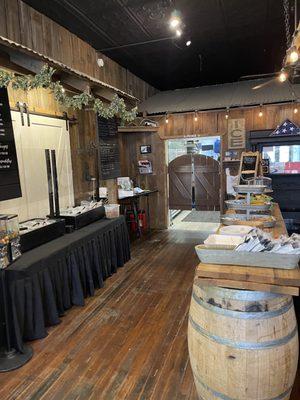 Salad bar and order station. Menu boards