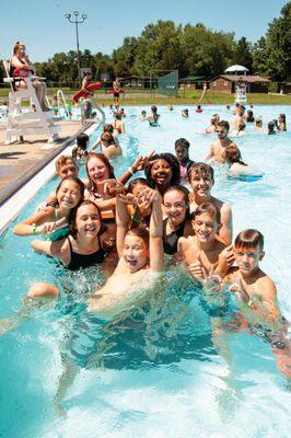 Kids hanging out in the pool at YMCA Camp Kern.