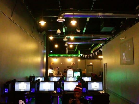 Our gaming PC area. All PC'S are linked together. 8 player StarWars Battlefront vs the world! Come out and play.