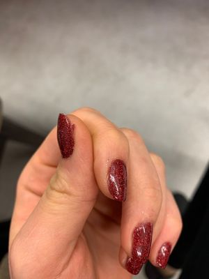 Polish on skin and underneath nails