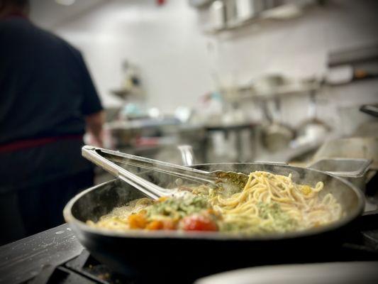 Meal being prepared