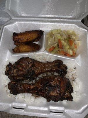 Jerk Chicken Rice Bowl with "coconut rice", but it's just plain white rice