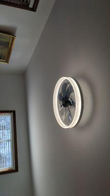 New flush mount ceiling fan installed.