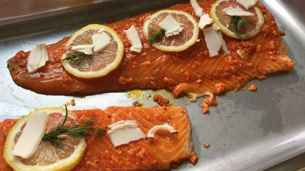 Marinated Salmon Prior to Baking