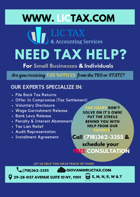 WE ARE HELPING INDIVIDUALS & SMALL BUSINESS OWNERS SOLVE THEIR TAX DEBTS  TO GIVE YOU ALL PEACE OF MIND!