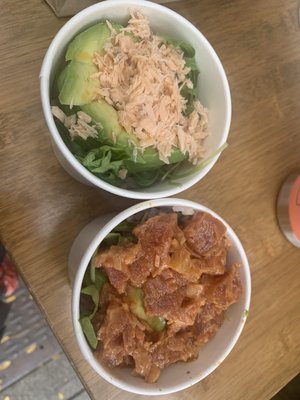 Spicy Tuna Poke Bowl and Avocado Bowl