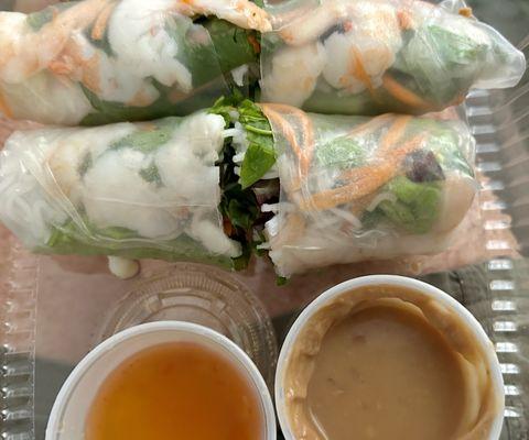 I love their shrimp rolls- super fresh. And that they add 2 kinds of dipping sauces.