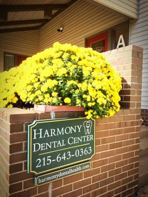 The entrance to our office, Harmony Dental.