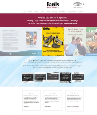 Recent website for Barile Printers, New Britain, CT