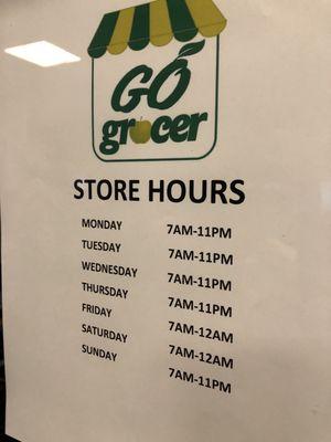 Updated hours