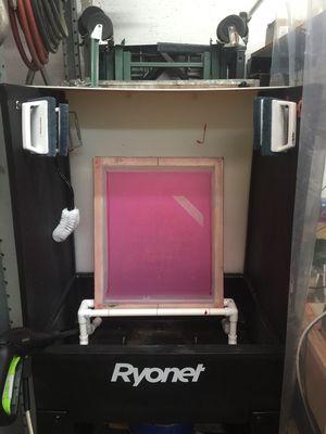 Screen printing washout booth.