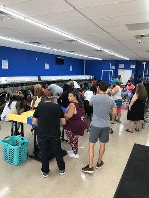 Inside laundromat