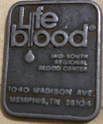 key ring fob that I was awarded by Lifeblood after donating my first gallon of blood