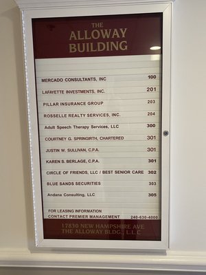 The lobby board - we're the 3rd one on the list.