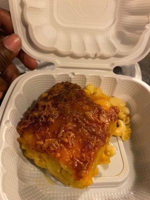 This is the mac and cheese I ordered today.....and that not caramelized cheese it burnt!