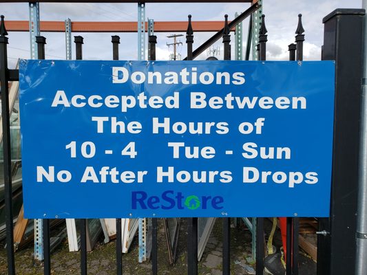 Donation Hours (different than their website)