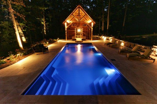 Barn Wood Pool House and Fiberglass Pool