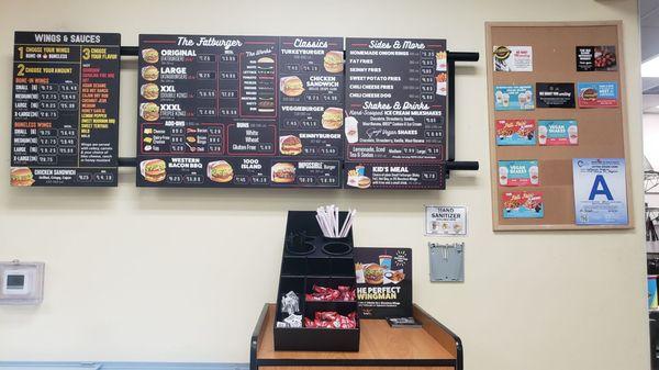 FatBurger menu on the wall