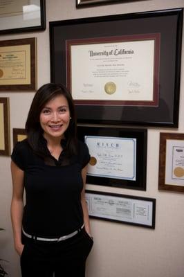 Earning her B.S. degree in 1992. She received her D.D.S. degree from UCLA and her Implant & Perio residency at Univ. of Michigan