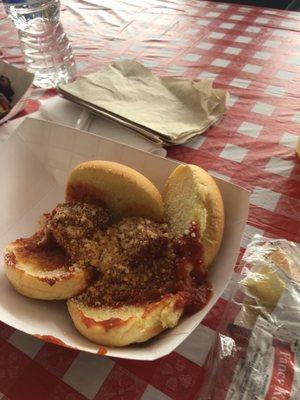 Meatball sliders.