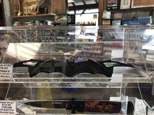 11/24/18. Batman dual blade folding knife. Bet you didn't know The Dark Knight gets all of his weaponry and tactical equipment here!