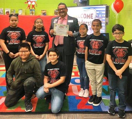 Attorney René C. Flores at "The Read with Celebrities Program" to kick off public schools week.