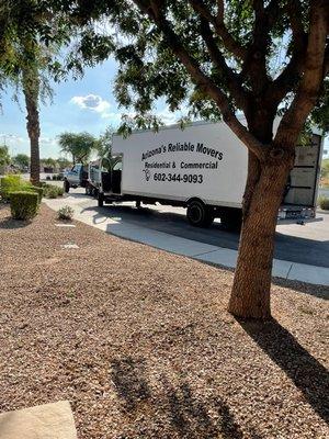 You can see the tow truck in front of the moving truck, lol. Give 'em credit, they finished the job, albeit 6 hours late.