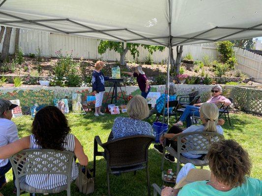 Painters' Guild meeting in a Covid-safe outdoor location.