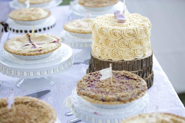 Detailed shot of some of the pies, and our "cutting cake".