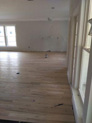 Installing 1700sq ft, of 3 and 1/4 solid red oak floors.  Daniel Vega 8504914678