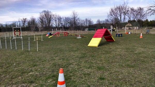 Outdoor agility play area. Free agility club meets on Tuesdays during the summer. Call for details.