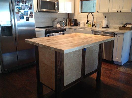 Maple and Walnut kitchen island