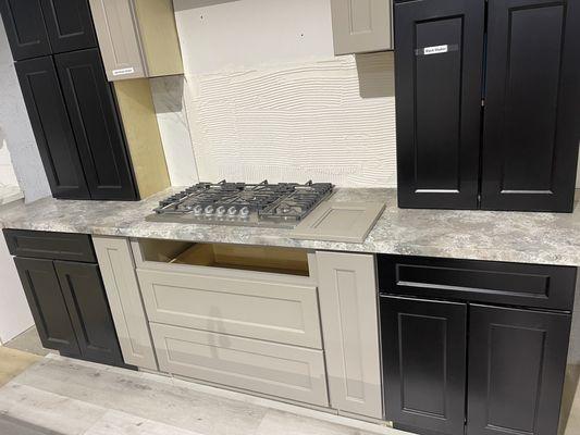 Black and grey shaker cabinets