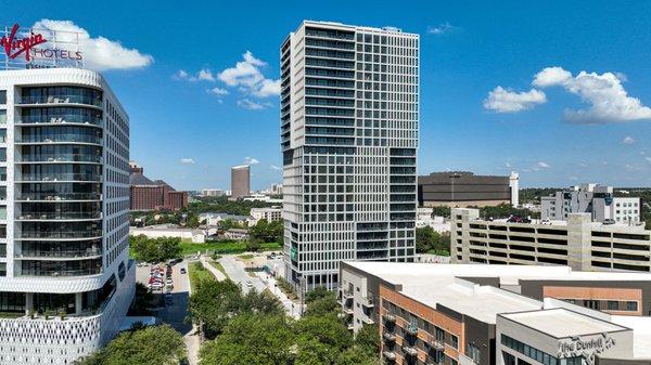 Dallas Urby is located in the Design District, across from the Virgin Hotel